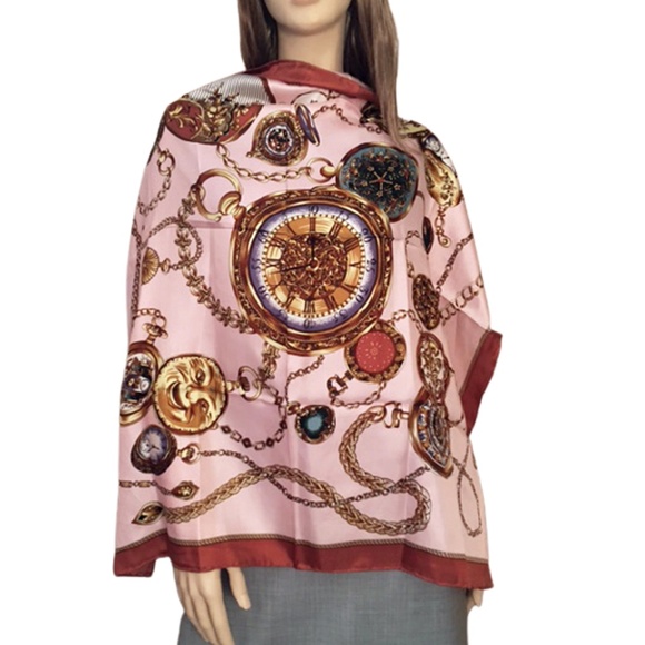 Accessories - Silk Fashion Scarf Made France Rolled Hem Hermes